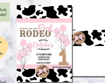 My First Rodeo Invitation Template, Printable First Birthday Invitation Download, 1st Birthday, Custom
