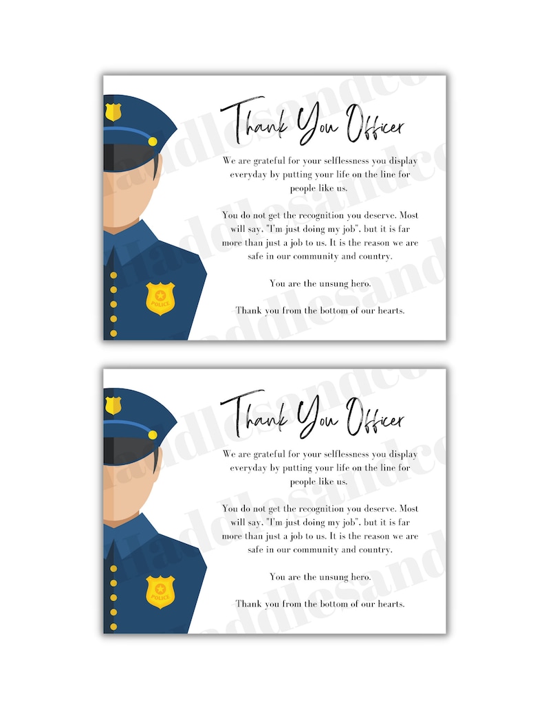 Thank You Officer Policeman Policewoman State Police Law Enforcement