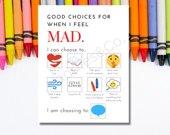 Emotions Feelings Mad Chart Good Choice Chart Positive Reinforcement School Behavior Chart Positive Choice Chart Social Worker