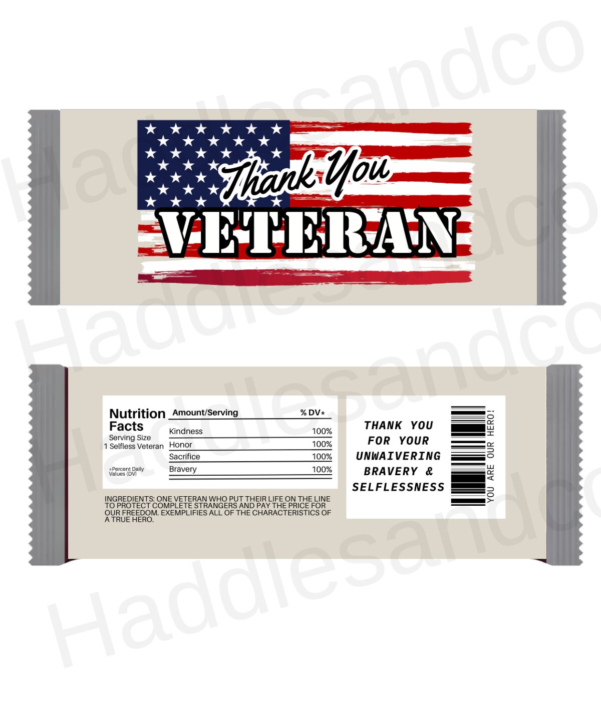Thank A Veteran Thank You Candy Bar Wrapper Hersheys Service Member ...