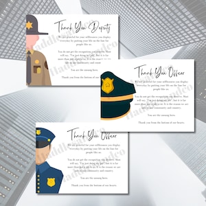 Thank You Officer Sheriff Deputy Policeman Policewoman State Police Law Enforcement Appreciation Thank You For Your Service Card