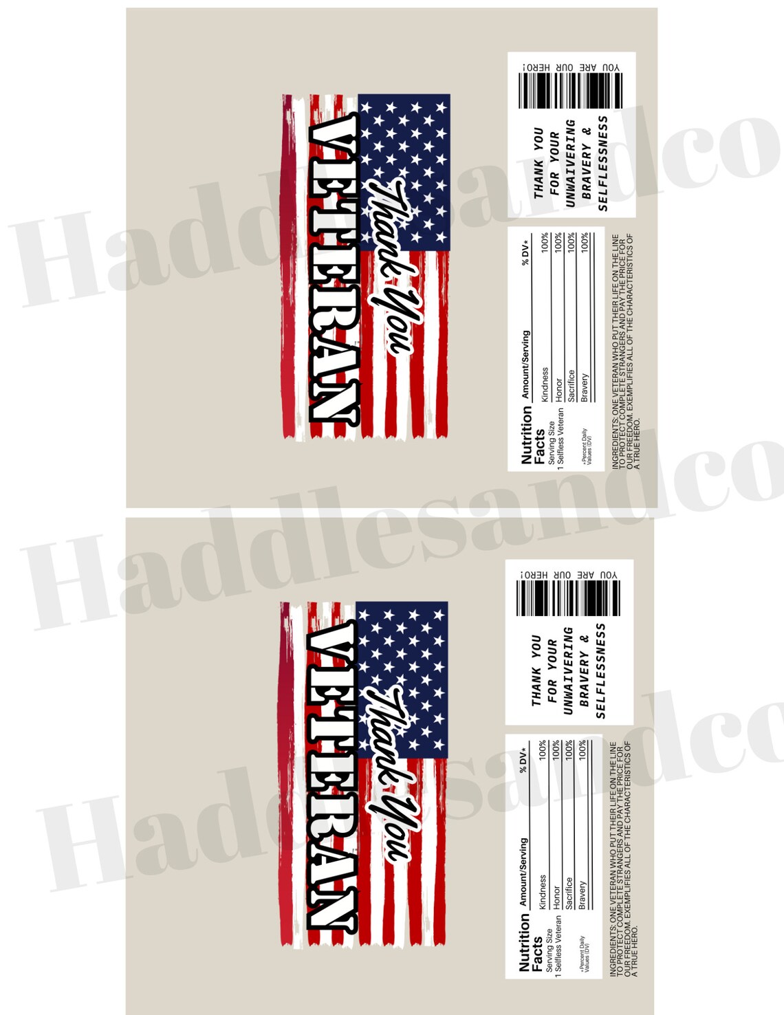 Thank A Veteran Thank You Candy Bar Wrapper Hersheys Service Member ...