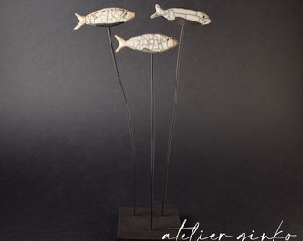 triptych fish raku