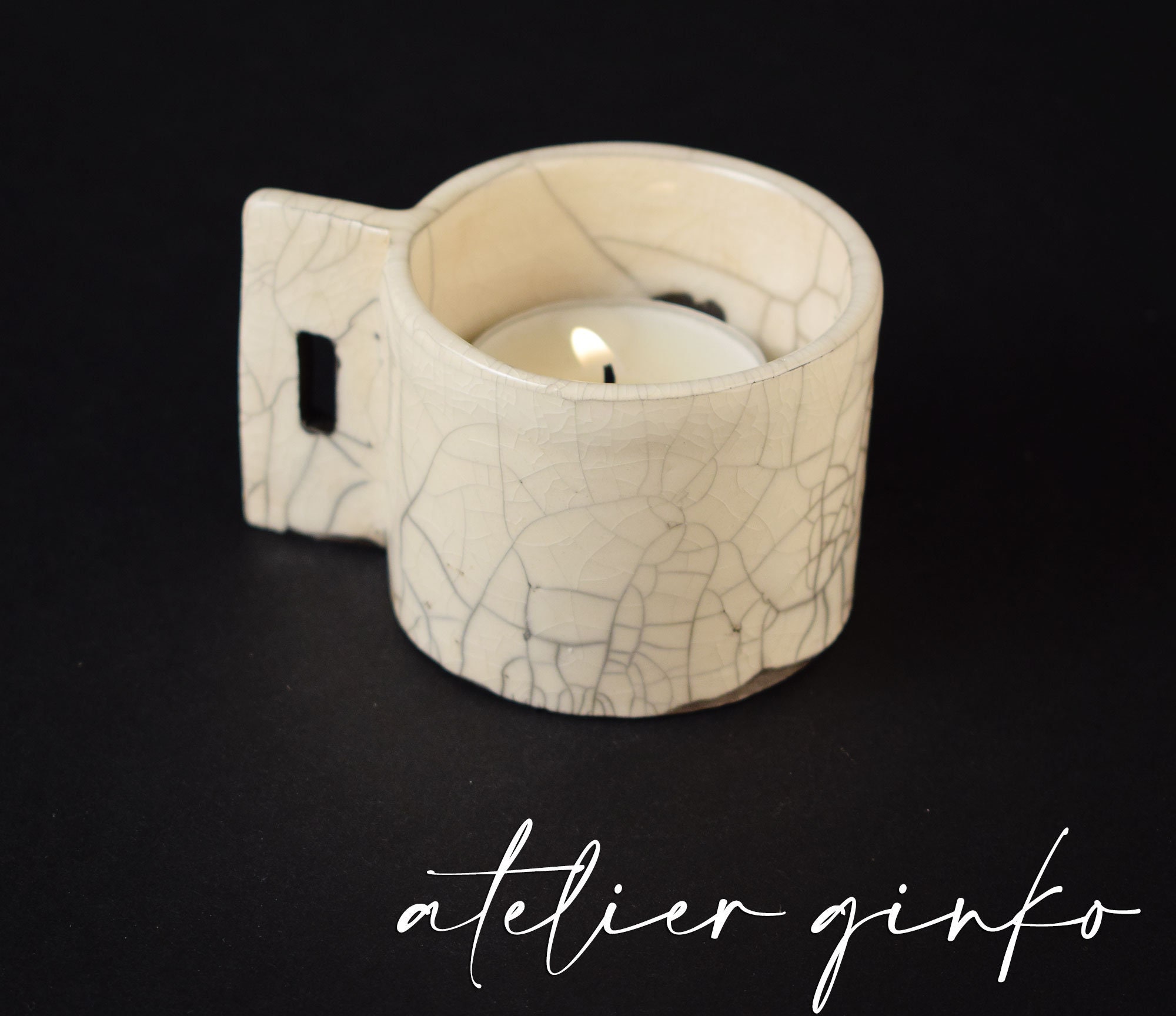 Photophore en Raku Blanc