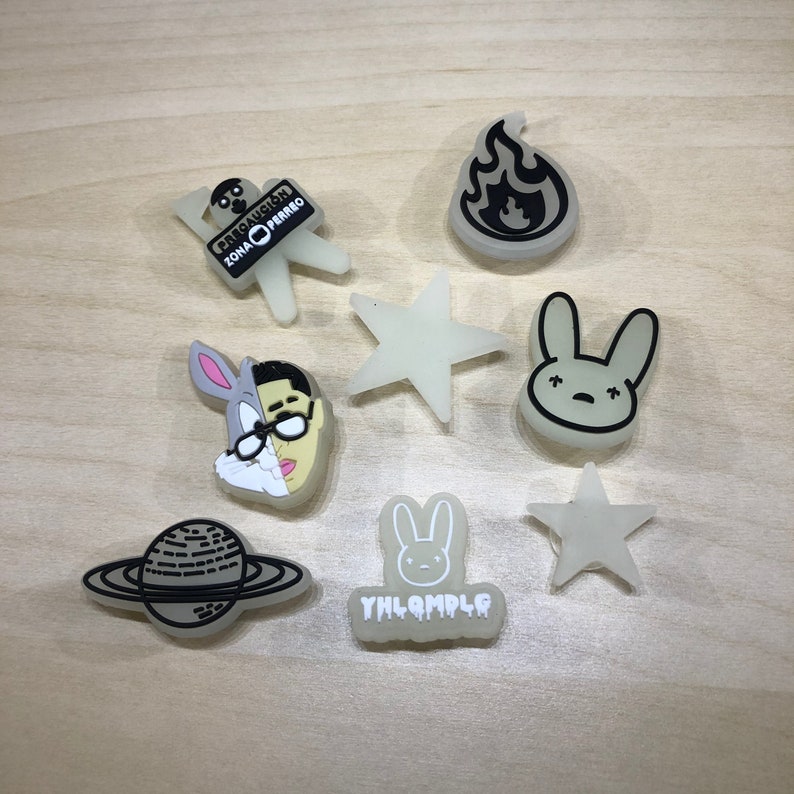 Glow-In-The-Dark Bad Bunny Shoe Charms 