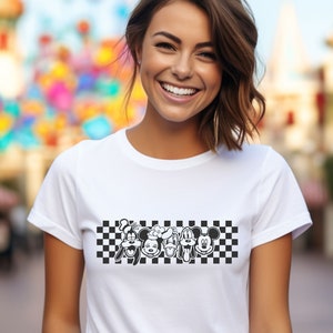 Mickey And Friends Silhouette Shirt, Disney Checkered, Mickey Checkered Shirt, Disney Valentine Shirt, Mickey And Friends Tee, Disney Tee