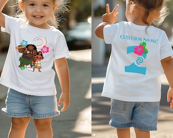 Custom Moana Birthday Shirt, Personalized Disney Princess Tee, Birthday Girl Gift, Moana Theme Party, Custom Name and Age T-shirt