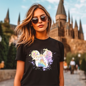 Disney Watercolor Castle Shirt, Retro Colorful Castle, Magic Kingdom Shirt, Disney Vacation Shirt, Fireworks Party Shirt, Mouse Ear Castle