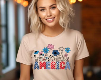 America 250th Anniversary Floral Shirt, 250th Anniversary Shirt, 4th of July Gift,  Patriotic USA Shirt, America Floral Birthday Tee