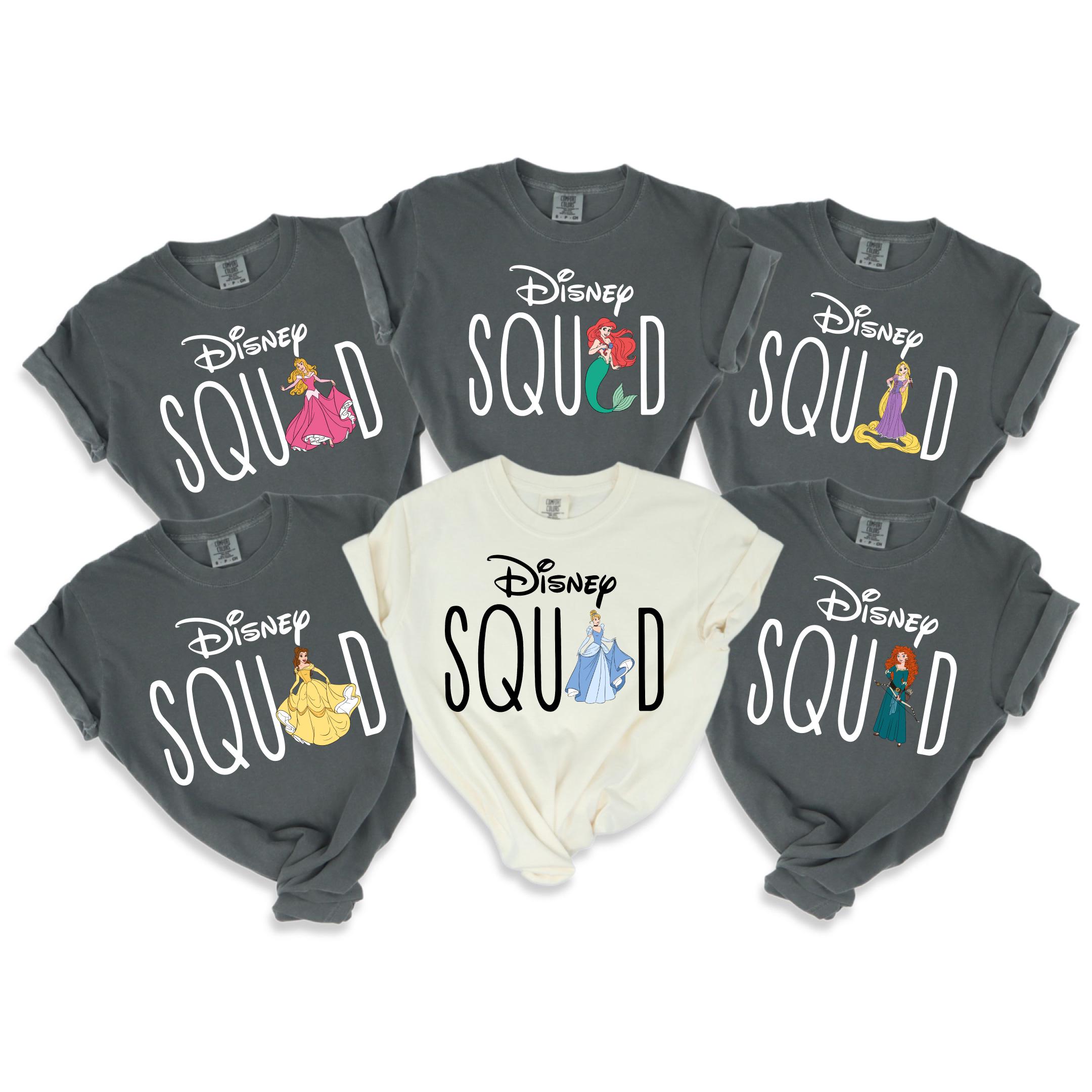 Camisetas personalizadas de Disney Princess Squad de Comfort Colors®, camisetas familiares de Disney, camisetas de Disney a juego, Disneyworld familiar, Disney Squad personalizado