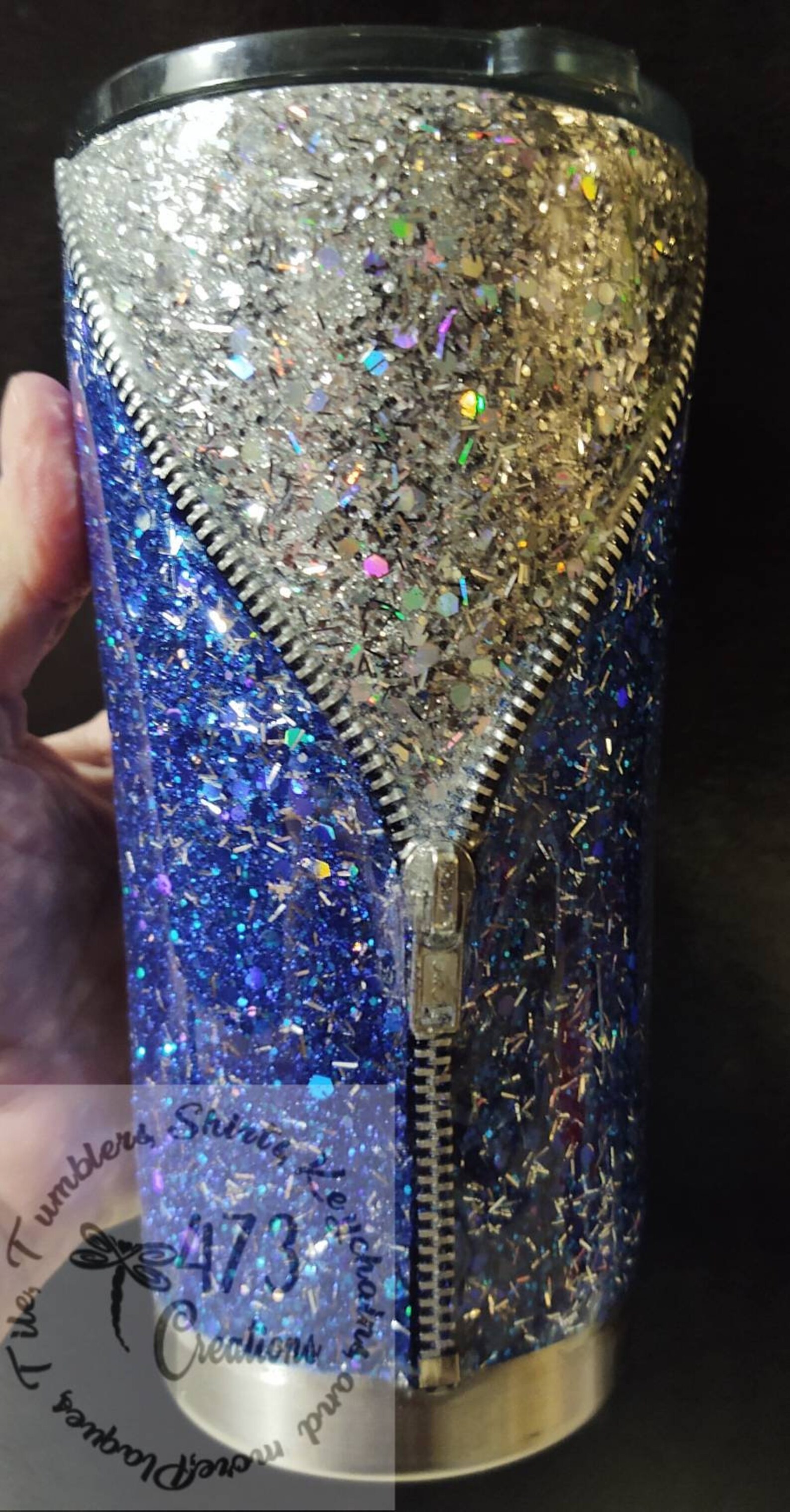 Zipper Tumbler Personalize Glitter Stainless Steel Tumbler Etsy