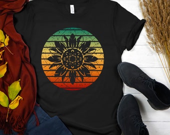 Girassol - Camisa de girassol, camiseta floral, camisa de flor, camisa de jardim, camisa feminina de outono, camiseta de girassol. Camiseta Sol