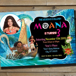 Invitación digital de Moana con foto Invitación para fiesta de cumpleaños de Moana Archivo digital imprimible de Moana