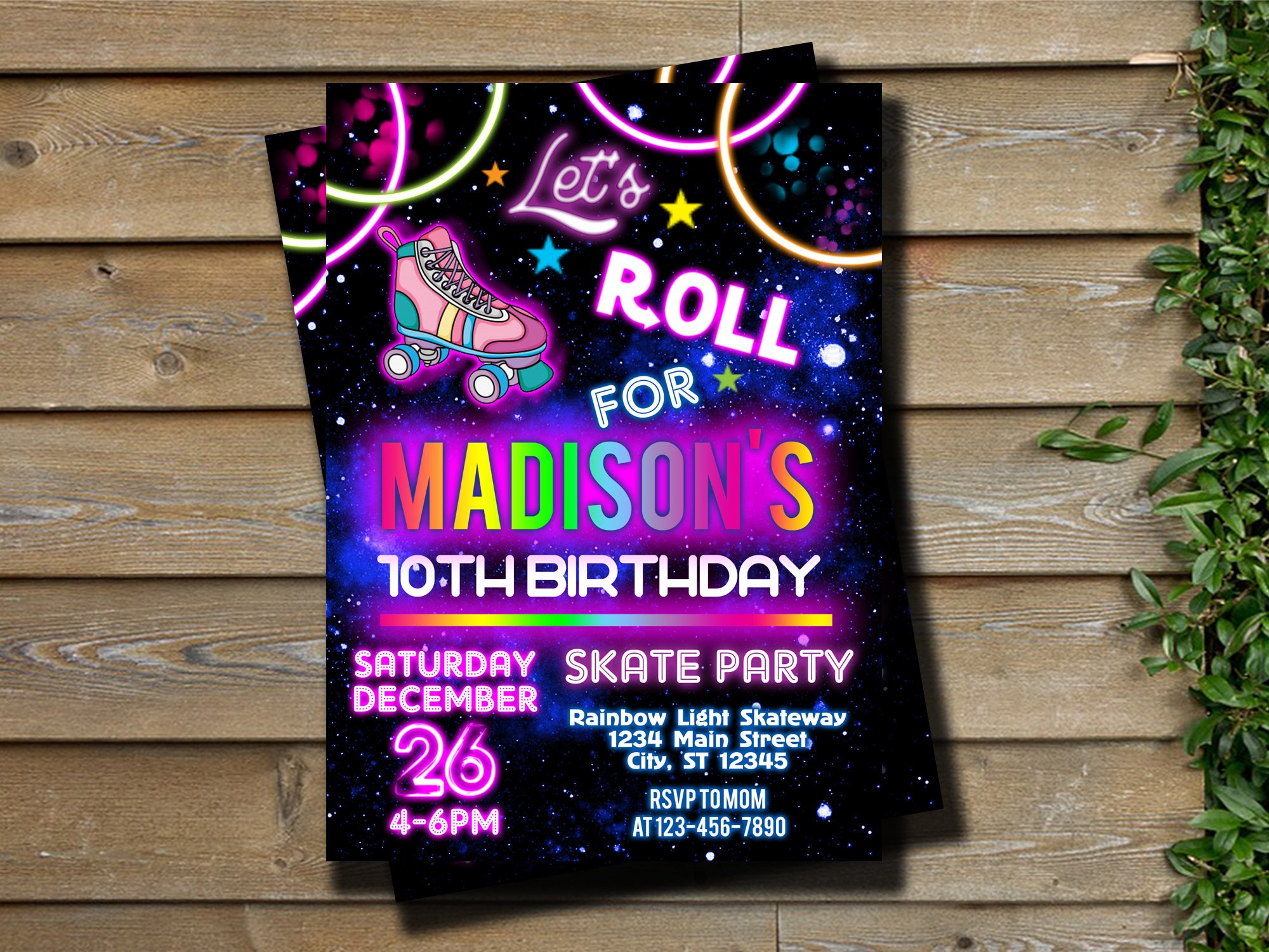 Roller skating birthday invitation let's roll roller Etsy
