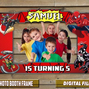 Superhelden-Fotoautomaten-Rahmen - Spiderman Geburtstags-Rahmen - Superhelden-Geburtstags-Partydekorationen - Personalisiert - Digitale Datei