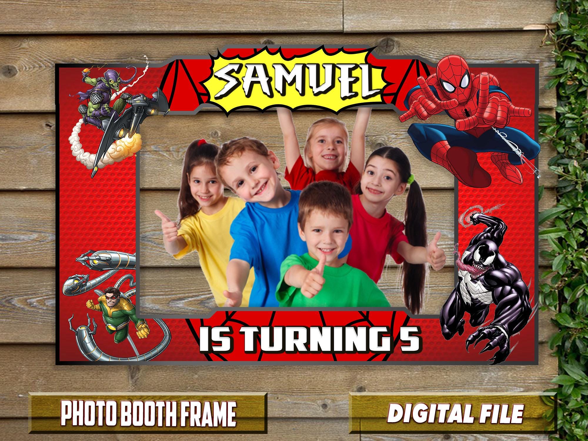 Personalized Spiderman Birthday Photo Booth Frame (digital File) - Etsy
