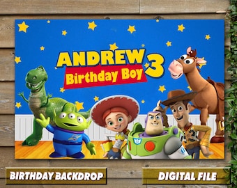 Personalized Toy Story Birthday Backdrop Banner (Digital File)