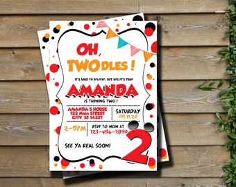 Oh Twodles Invitations - Oh Twodles Invites Digital Mickey Mouse Invitations 2nd Birthday - Oh Twodles Invitation - Personalized