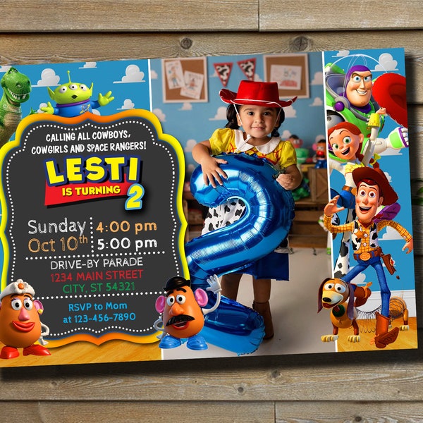 Toy Story Invitation Avec Photo - Toy Story Digital Girl Invite - Invitations d’anniversaire - Invitation numérique - Personnalisé