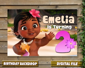 Moana Birthday Backdrop: Customizable Party Banner (Digital File)