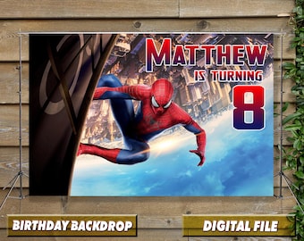 Spiderman Geburtstag Kulisse, Superheld Kinder Geburtstag Party Banner Dekorationen, personalisiert, Digitale Datei