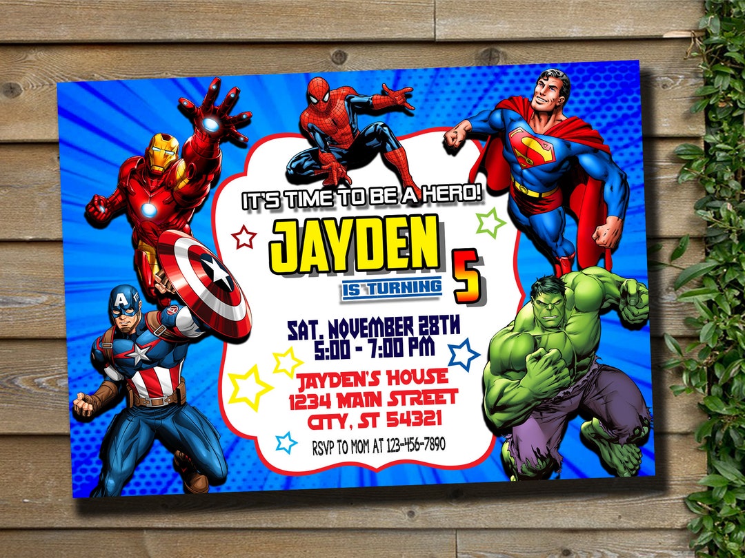 Marvel Avengers Birthday Invitation Marvel Avengers Boy Invite Marvel