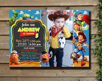 Toy Story födelsedagsinbjudan med foto - personlig digital fil