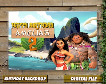 Moana Birthday Backdrop: Customizable Party Banner (Digital File)