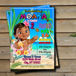 Baby Moana Geburtstagseinladung - Baby Moana einladen - Baby Moana Einladung - Baby Moana Geburtstag - Mädchen Geburtstag - Personalisiert