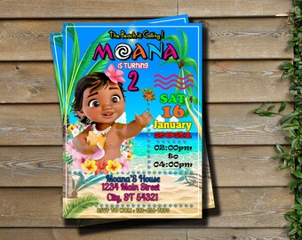 Personalized Baby Moana Birthday Invitation (Digital Download)