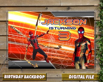 Spiderman Geburtstag Hintergrund - Kinder Geburtstag Party Banner Dekorationen - Personalisiert - Digitale Datei