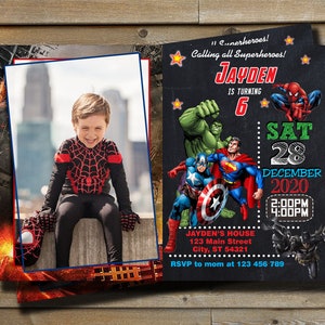 Avengers Birthday Invitation With Photo - Avengers Boy Invitations - Superhero Invitation - Birthday Invitation