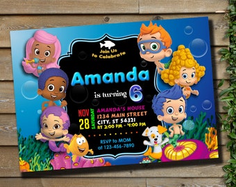 Invitación de cumpleaños de Bubble Guppies: Invitación personalizada para niña (archivo digital)