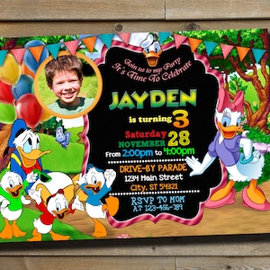 Donald Duck Invitations With Photo - Donald Duck Birthday Invitation - Disney Invite - Personalized - Digital File