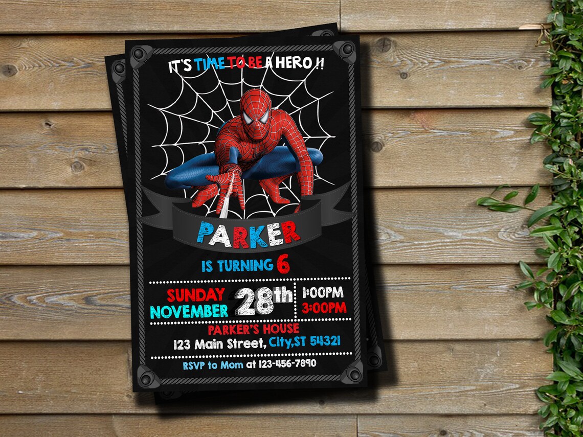 Spiderman Digital Invite Spiderman Invitation Spiderman - Etsy