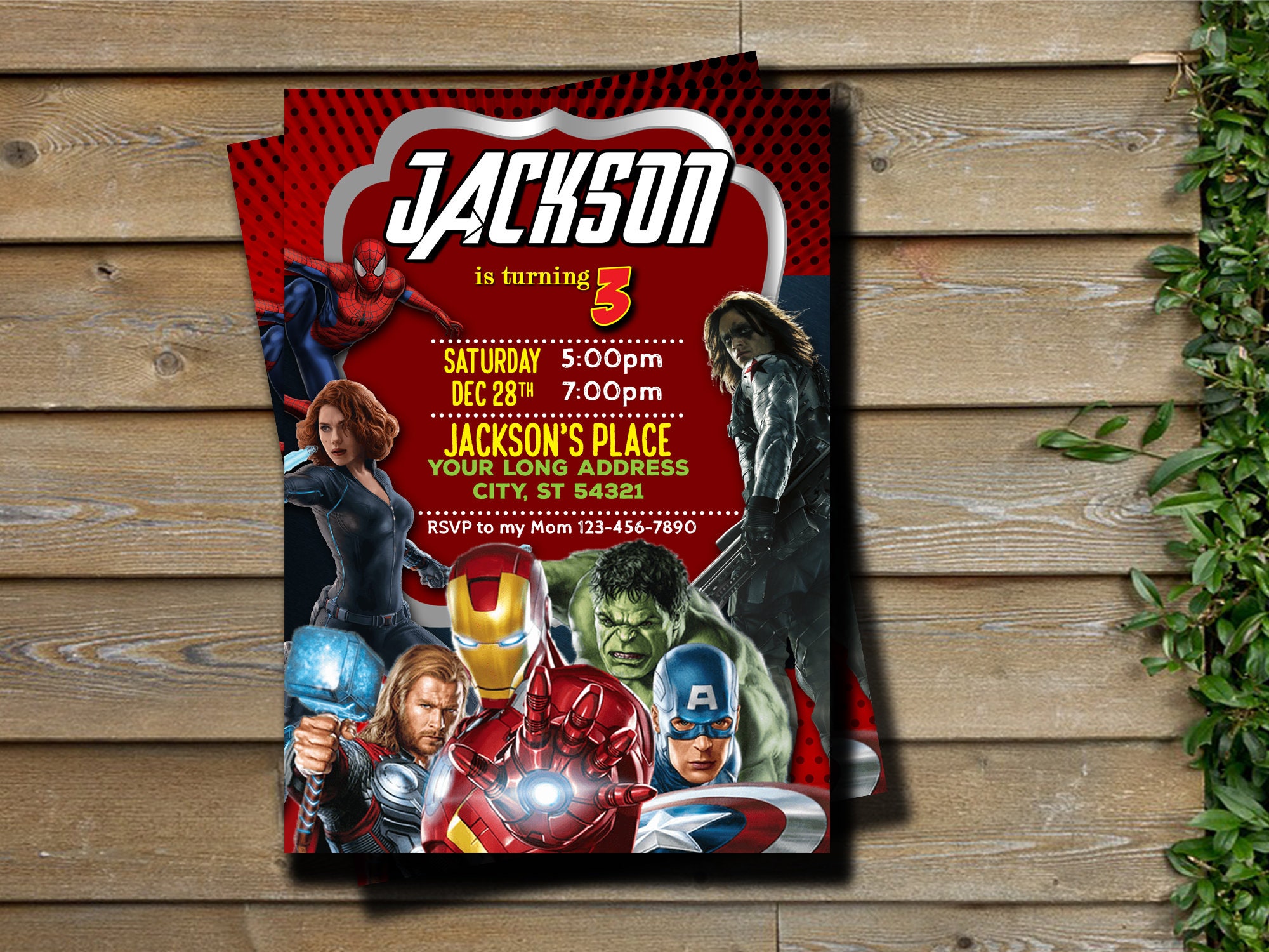 Marvel Avengers Birthday Invitation DIGITAL FILE PRINTABLE Etsy