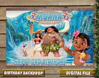 Moana Birthday Backdrop: Customizable Party Banner (Digital File)