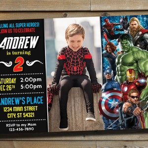 Avengers Birthday Invitation With Photo - Avengers Boy Invitations - Superhero Invitation - Birthday Invitation