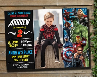 Avengers Birthday Invitation With Photo - Avengers Boy Invitations - Superhero Invitation - Birthday Invitation