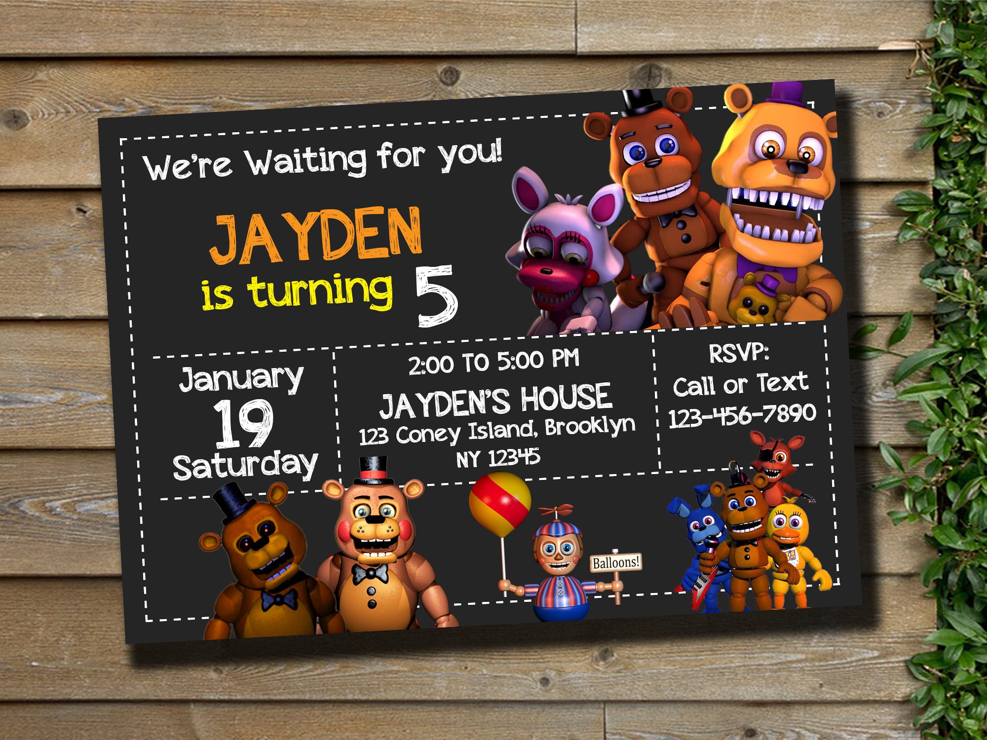Five Nights at Freddy's Security Breach-themed Party  Banner_purple/orange/red ACCENTS 