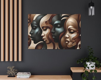 Shades of Melanin Canvas Gallery Wrap Abstract Art, Black Wall Art Decor, Black Women’s Wall Art, Wall Art for Black Women