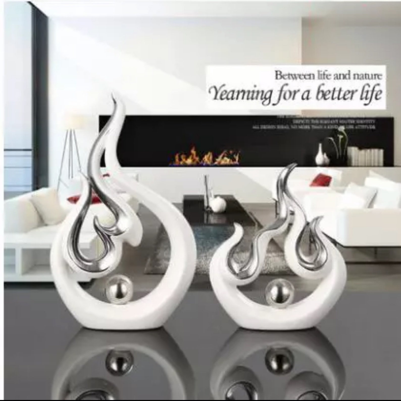 Modern White & Silver Ceramic Ornament Home Decor Living Room Etsy