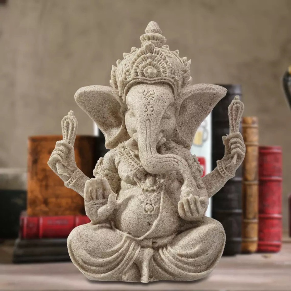 Sandstone Ganesha Buddha Elephant Statue Sculpture Etsy