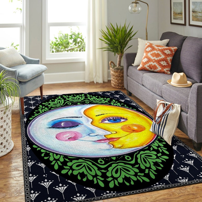 Hippie Wonderful The Sun And The Moon/_Hippie Area Rug/_Soft Area Rug/_Living room,Bedroom Carpet/_Highlight For Home/_Beautiful Rug/_Gift for Mom