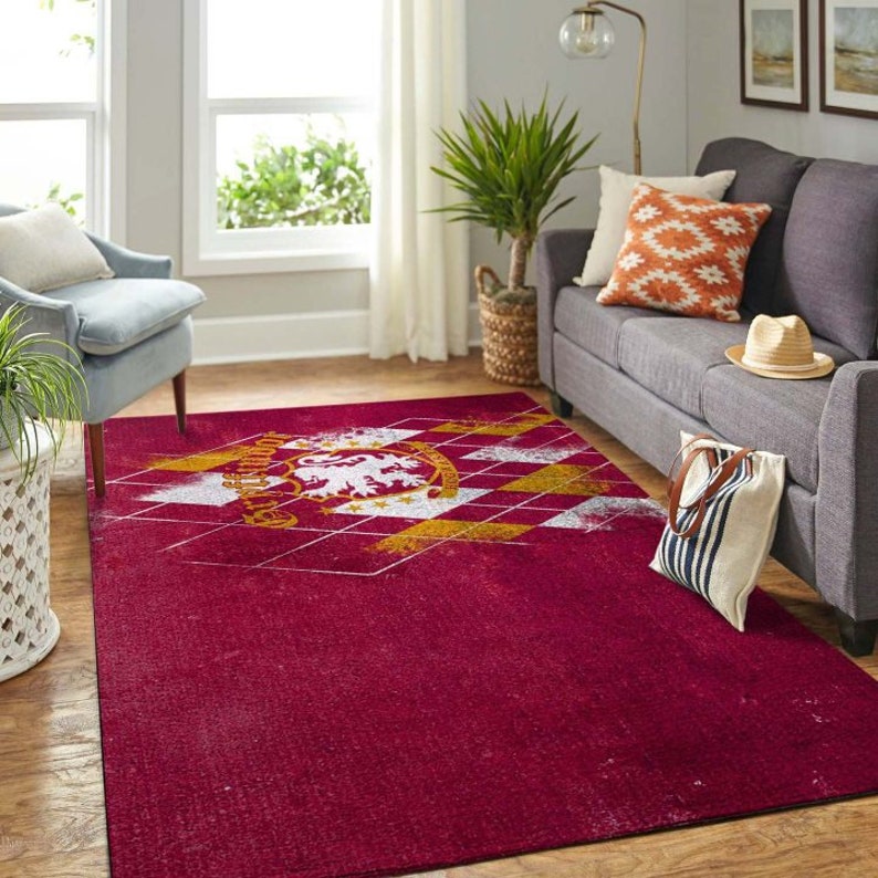 Gryffindor Logo Red Back Ground Area Rug/_Area Rug/_Living Room Carpet/_Floor Decor/_Beautiful Gift For Harry Potter/'s Fan/_Harry Potter Carpet
