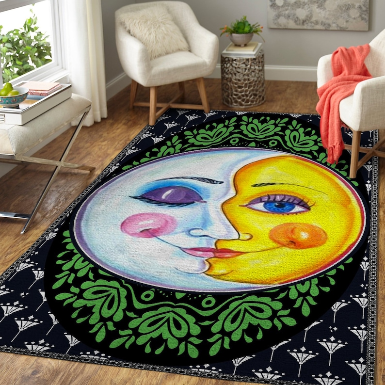 Hippie Wonderful The Sun And The Moon/_Hippie Area Rug/_Soft Area Rug/_Living room,Bedroom Carpet/_Highlight For Home/_Beautiful Rug/_Gift for Mom