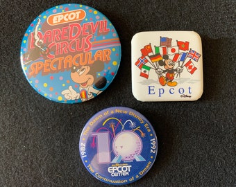 Disney Button WALT DISNEY World Vintage, Epcot, Retro Button, Collectibles, Rare 40
