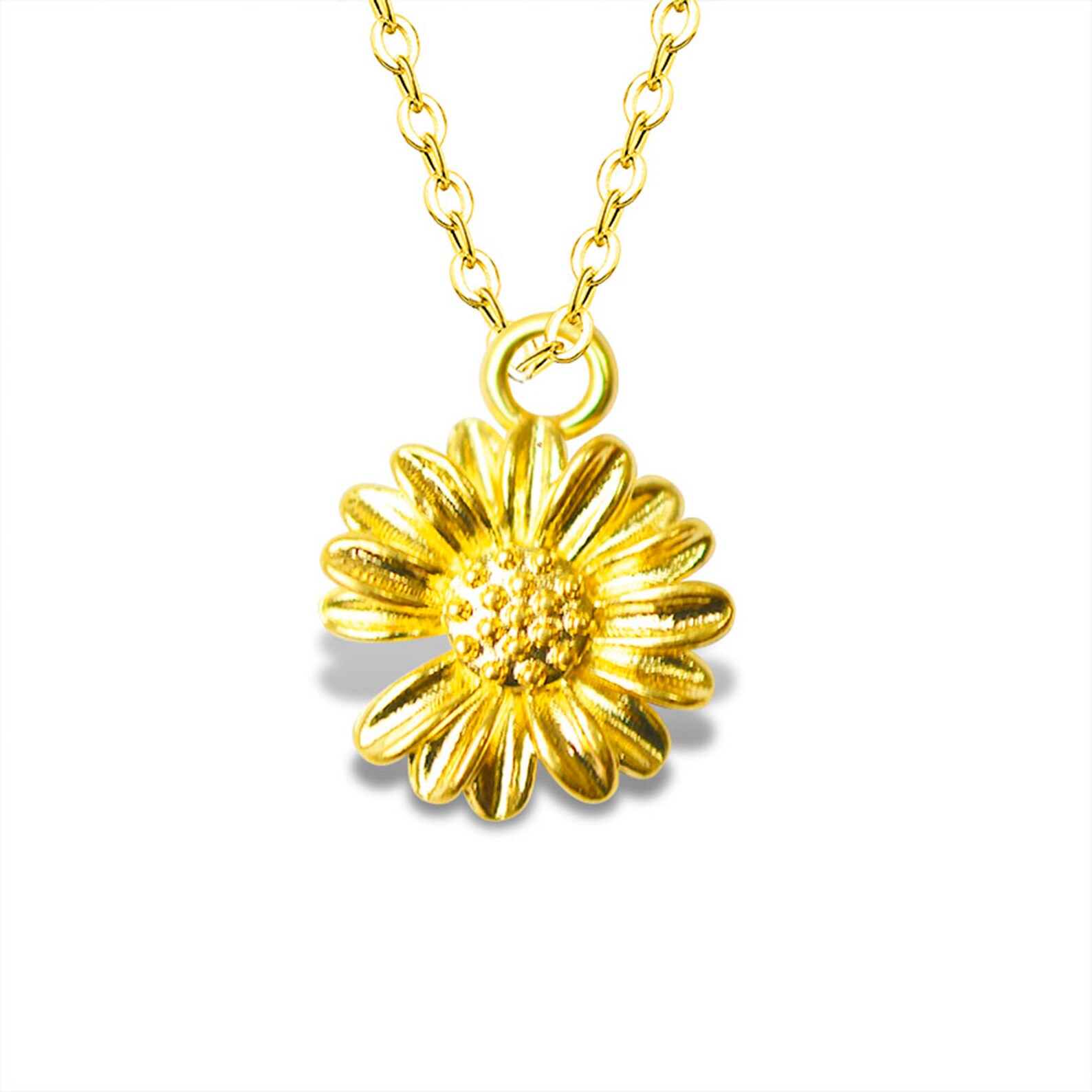 Real 24K 999 Gold Jewelry Necklace Pendant Chrysanthemum Shape Etsy