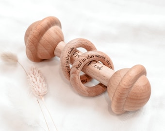 Made in Australia CUSTOM TEXT Keepsake Baby Wooden Rattle. Newborn Gift. Baby Boy Baby Girl. Welcome Baby. Baby Shower.