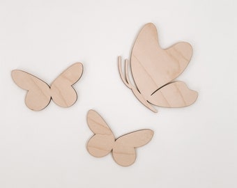 Nursery decor | Butterflies | Set of 3 | Children wall art | Playroom wall decor | Wooden laser decal | Name or Script plaque addition